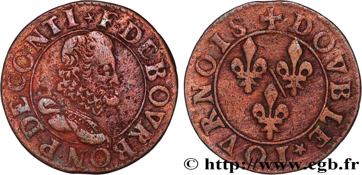PRINCIPAUTÉ DE CHÂTEAU-REGNAULT - FRANÇOIS DE BOURBON-CONTI Double tournois, type 14, buste A TTB