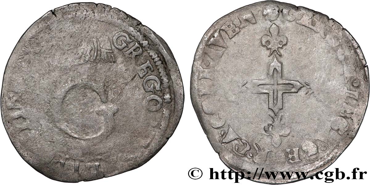 COMTAT-VENAISSIN - AVIGNON - GRÉGOIRE XIII (Hugues Compagnagni) Double sol parisis ou six blancs TB+