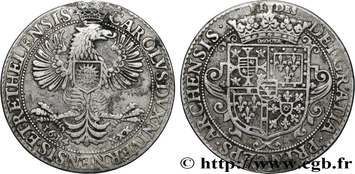 ARDENNES - PRINCIPAUTY OF ARCHES-CHARLEVILLE - CHARLES I OF GONZAGUE Écu de 30 sols ou thaler XF