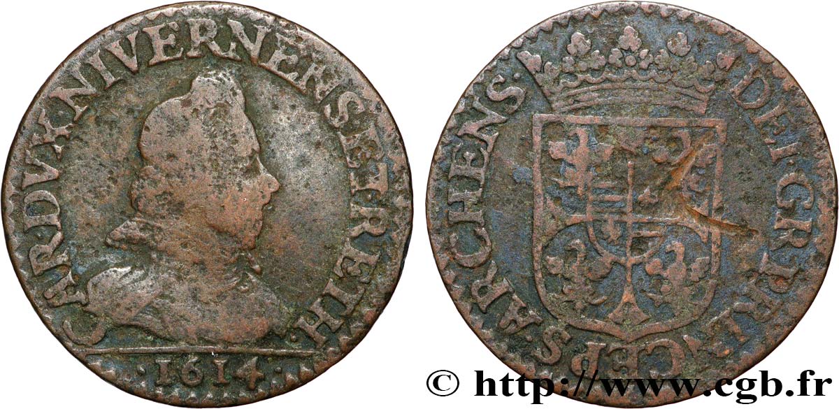 ARDENNES - PRINCIPAUTY OF ARCHES-CHARLEVILLE - CHARLES I OF GONZAGUE Liard, type 4 S