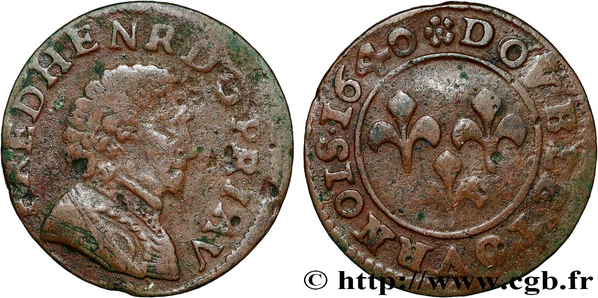 ORANGE - PRINCIPAUTÉ D&nbsp;ORANGE - FRÉDÉRIC-HENRI DE NASSAU Double tournois, type 4 TB+