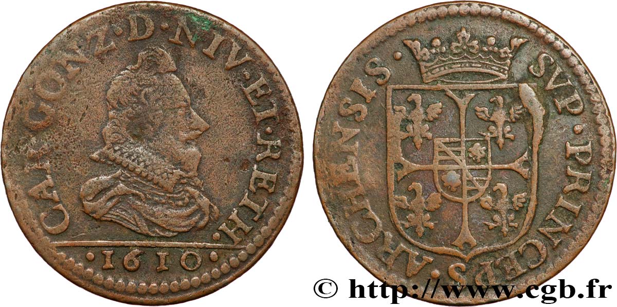 ARDENNES - PRINCIPAUTY OF ARCHES-CHARLEVILLE - CHARLES I OF GONZAGUE Liard, type 3A fSS
