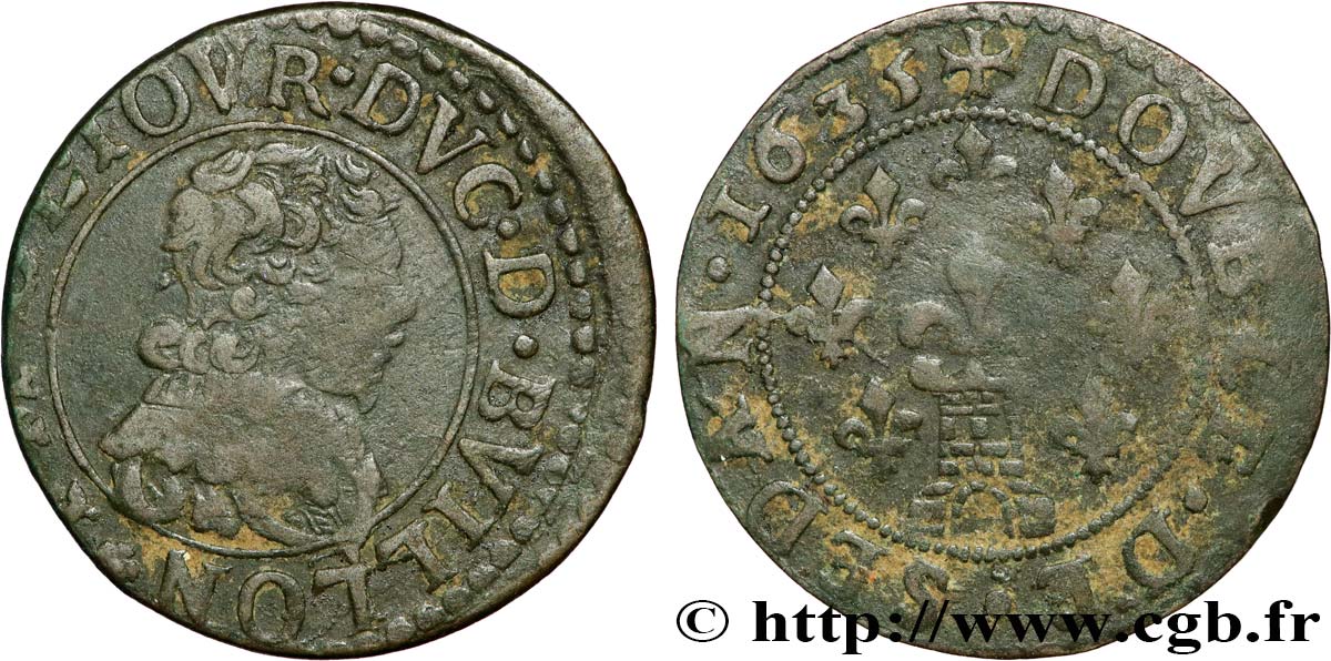 ARDENNES - PRINCIPAUTÉ DE SEDAN - FRÉDÉRIC-MAURICE DE LA TOUR D&nbsp;AUVERGNE Double tournois, type 13 (grande collerette/grande tour en bas du champ) TB+