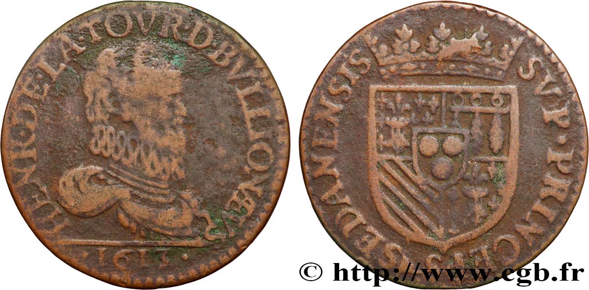 ARDENNES - PRINCIPAUTÉ DE SEDAN - HENRI DE LA TOUR D&nbsp;AUVERGNE Liard, type 3 (col fraisé) TB+