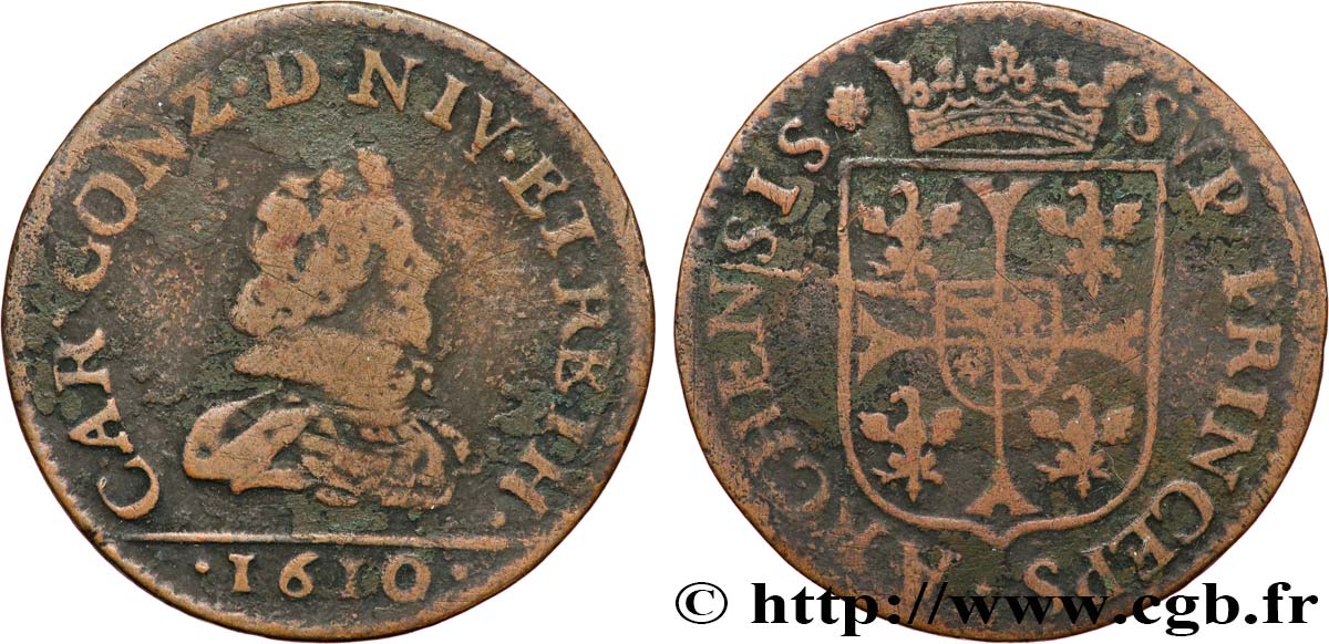 ARDENNES - PRINCIPAUTY OF ARCHES-CHARLEVILLE - CHARLES I OF GONZAGUE Liard, type 3A q.BB