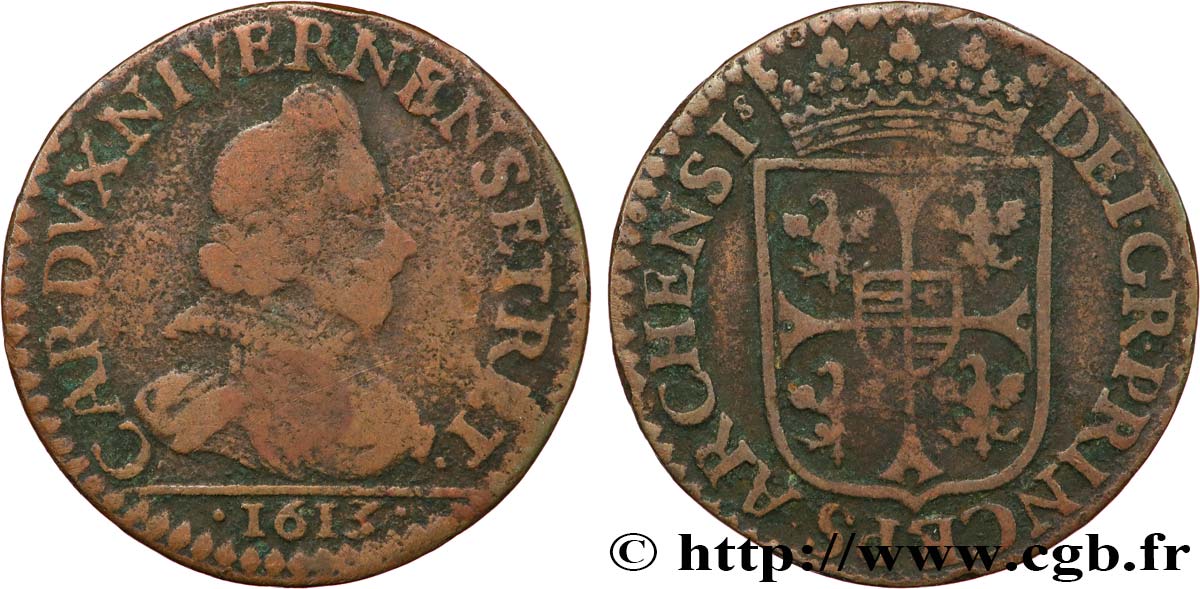 ARDENNES - PRINCIPAUTY OF ARCHES-CHARLEVILLE - CHARLES I OF GONZAGUE Liard, type 3 BC