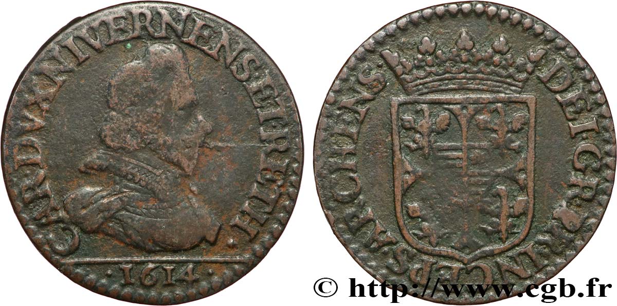 ARDENNES - PRINCIPAUTÉ SOUVERAINE D&nbsp;ARCHES-CHARLEVILLE - CHARLES Ier DE GONZAGUE Liard, type 4 TB+