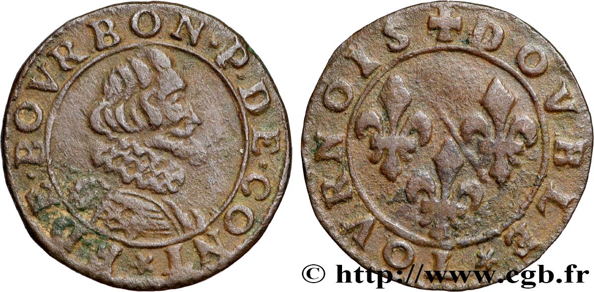 PRINCIPALITY OF CHATEAU-REGNAULT - FRANCIS OF BOURBON-CONTI Double tournois, type 16 VF