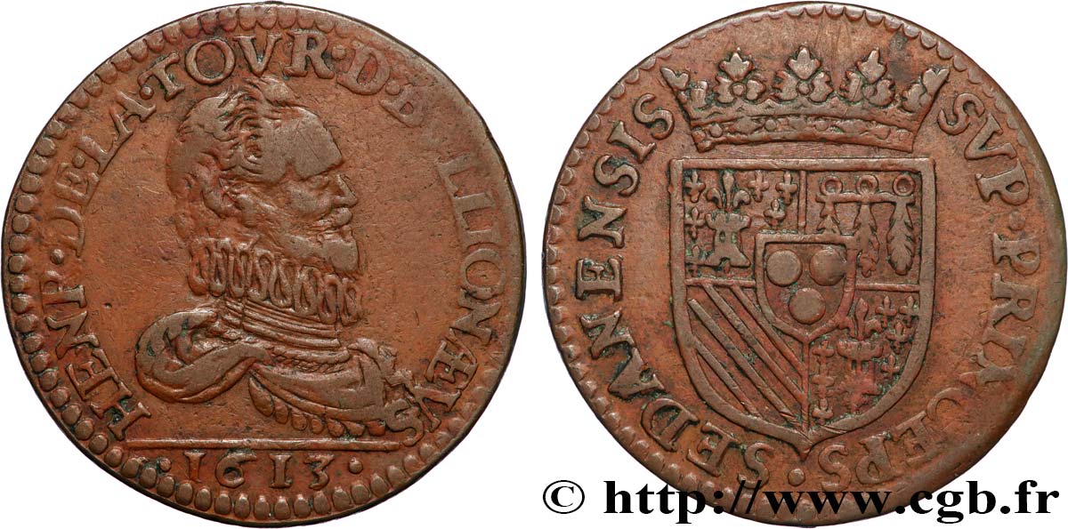 ARDENNES - PRINCIPAUTÉ DE SEDAN - HENRI DE LA TOUR D&nbsp;AUVERGNE Liard, type 4 (col fraisé) TTB