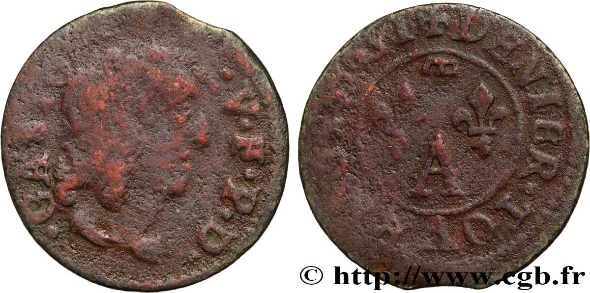 PRINCIPAUTY OF DOMBES - GASTON OF ORLEANS Denier tournois, type 13 S