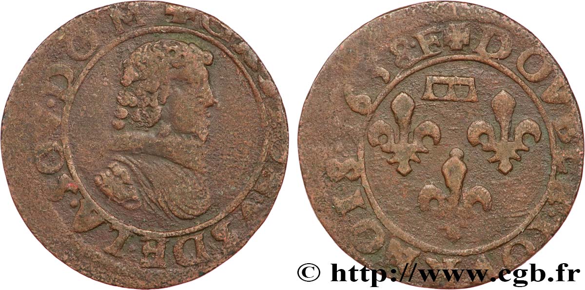 DOMBES - PRINCIPAUTÉ DE DOMBES - GASTON D ORLÉANS Double tournois, type 8 TB+