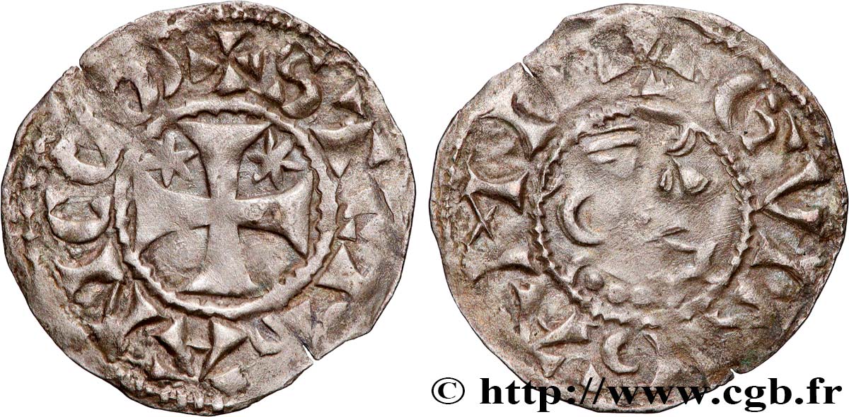 BRITTANY - COUNTY OF PENTHIÈVRE - ANONYMOUS. Coinage minted in the name of Etienne I  Denier VF