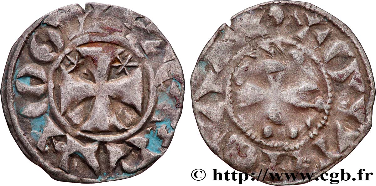 BRITTANY - COUNTY OF PENTHIÈVRE - ANONYMOUS. Coinage minted in the name of Etienne I  Denier VF