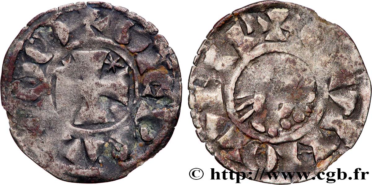 BRITTANY - COUNTY OF PENTHIÈVRE - ANONYMOUS. Coinage minted in the name of Etienne I  Denier VF