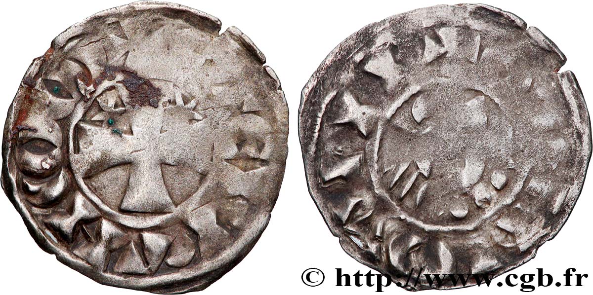 BRITTANY - COUNTY OF PENTHIÈVRE - ANONYMOUS. Coinage minted in the name of Etienne I  Denier VF