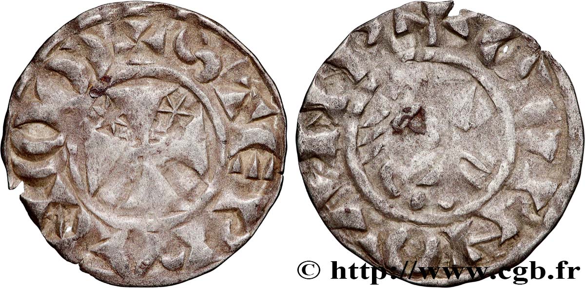 BRITTANY - COUNTY OF PENTHIÈVRE - ANONYMOUS. Coinage minted in the name of Etienne I  Denier VF