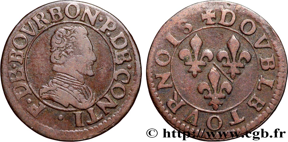 PRINCIPAUTY OF CHATEAU-REGNAULT - FRANCOIS OF BOURBON-CONTI Double tournois, type 18 fSS