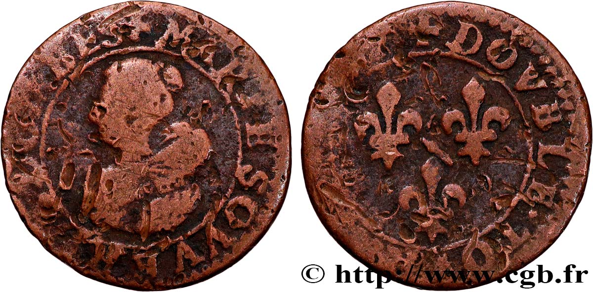 DOMBES - PRINCIPAUTÉ DE DOMBES - MARIE DE BOURBON-MONTPENSIER Double tournois B+