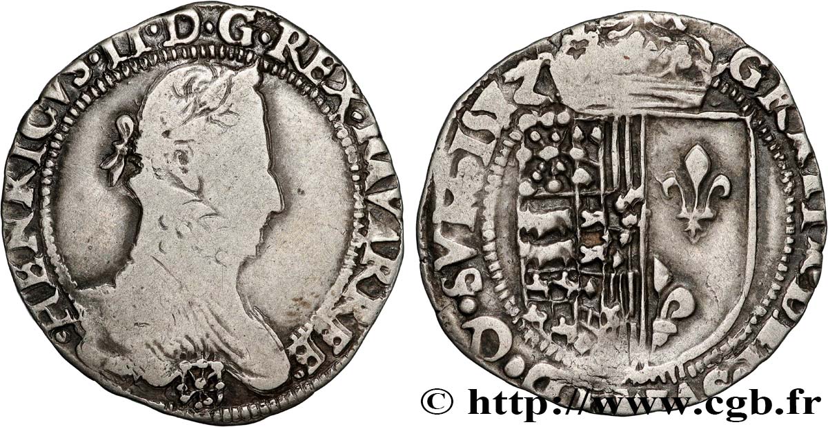 KINGDOM OF NAVARRE - HENRY III Demi-franc fSS