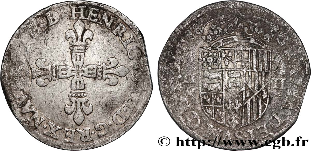 NAVARRE-BEARN - HENRY III Quart d écu XF