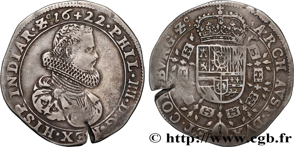 COUNTY OF BURGUNDY - PHILIP IV OF SPAIN Teston ou quart de ducaton XF/AU