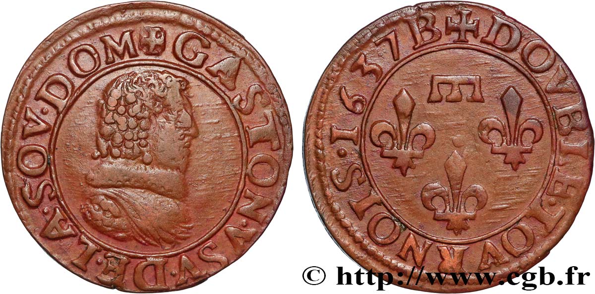 PRINCIPAUTY OF DOMBES - GASTON OF ORLEANS Double tournois, type 8 fVZ