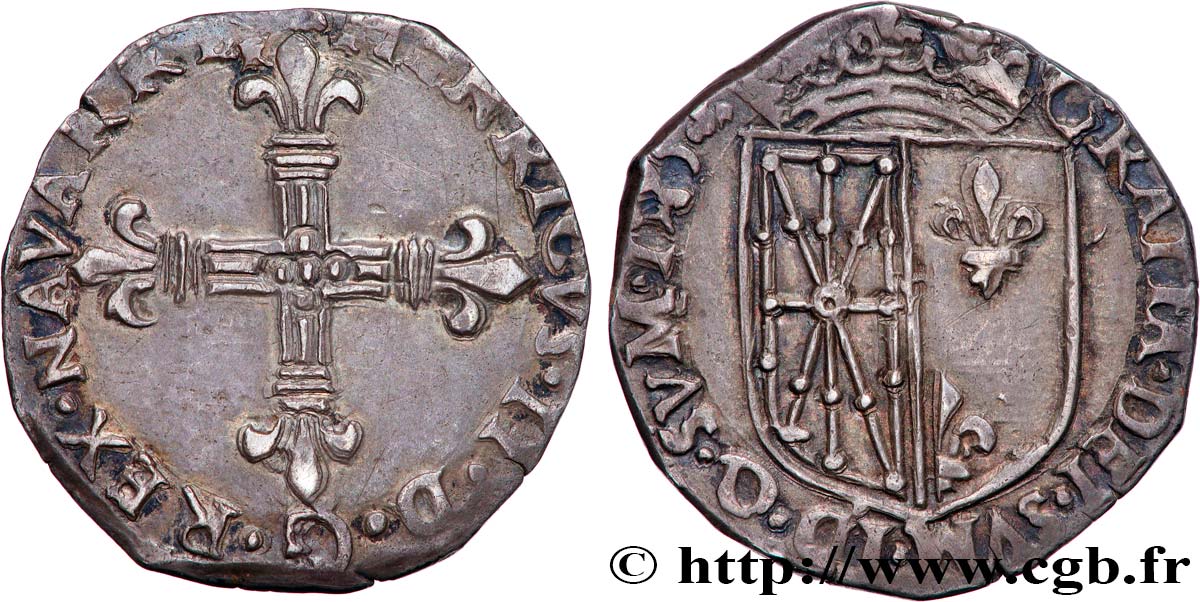 NAVARRE-BEARN - HENRY III Quart d écu de Navarre q.SPL