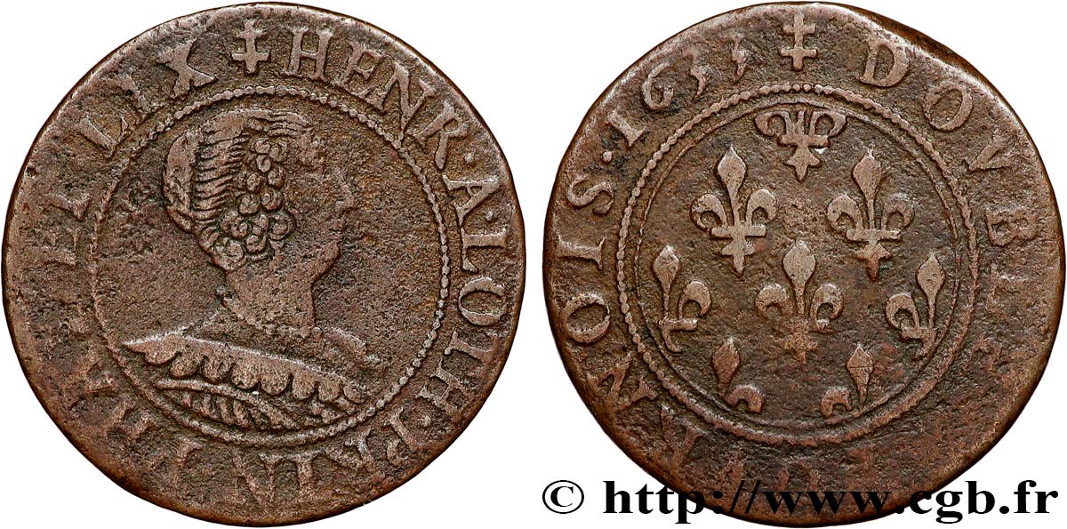 PRINCIPALITY OF PHALSBOURG AND LIXHEIM - HENRIETTA OF LORRAINE Double tournois XF