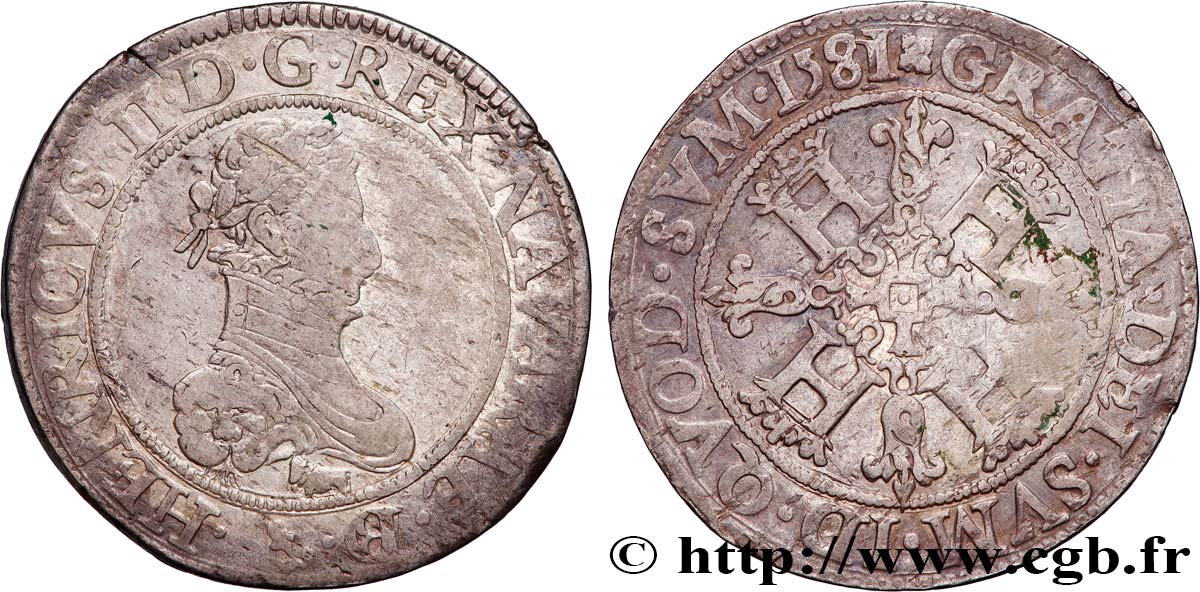 NAVARRE-BEARN - HENRY III Franc MB/q.BB