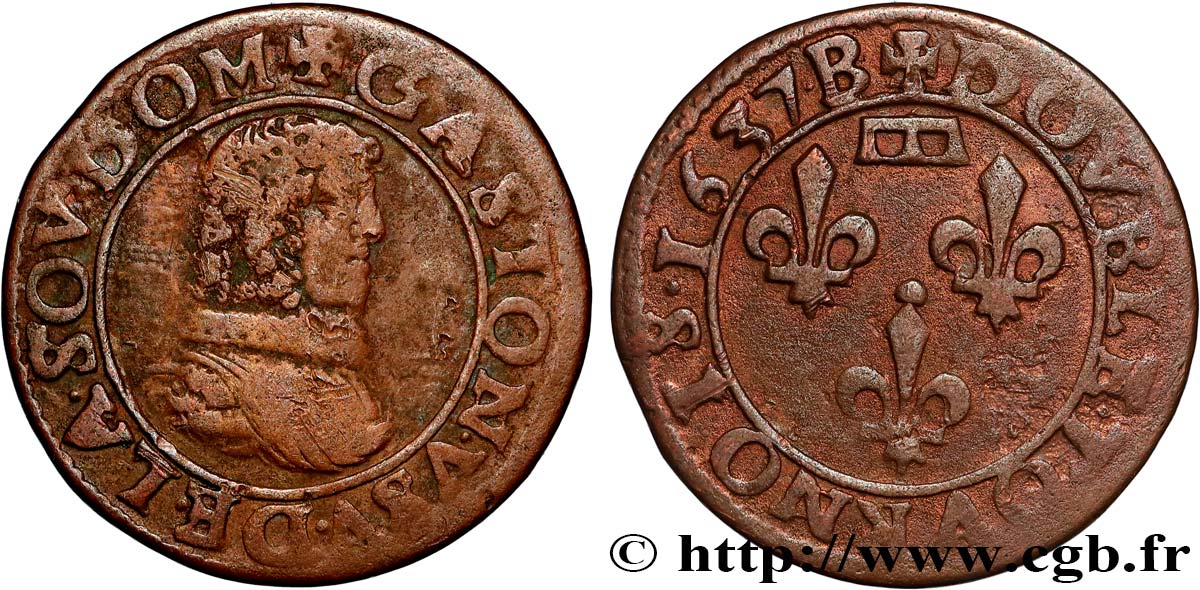 PRINCIPAUTY OF DOMBES - GASTON OF ORLEANS Double tournois, type 8 fSS