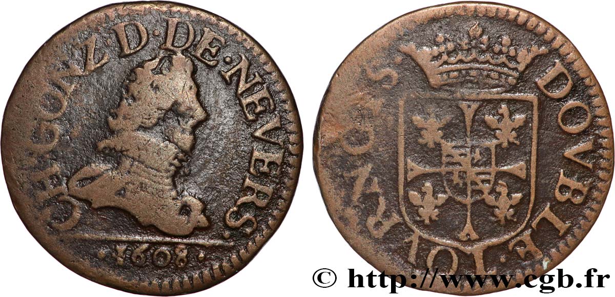 ARDENNES - PRINCIPAUTY OF ARCHES-CHARLEVILLE - CHARLES I OF GONZAGUE Double tournois q.BB