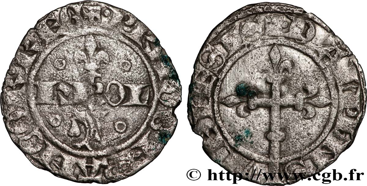 DAUPHINÉ - DAUPHINS OF VIENNOIS - CHARLES (FUTURE CHARLES V) Sizain ou petit dauphin d argent  VF