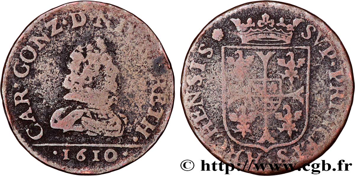 ARDENNES - PRINCIPAUTY OF ARCHES-CHARLEVILLE - CHARLES I OF GONZAGUE Liard, type 3A BC