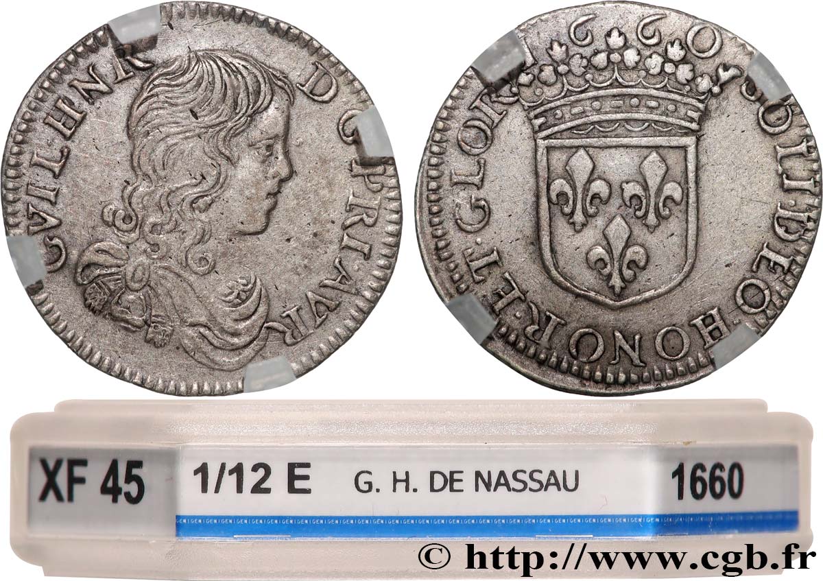 PRINCIPALITY OF ORANGE - WILLIAM-HENRY OF NASSAU Douzième d écu XF/AU