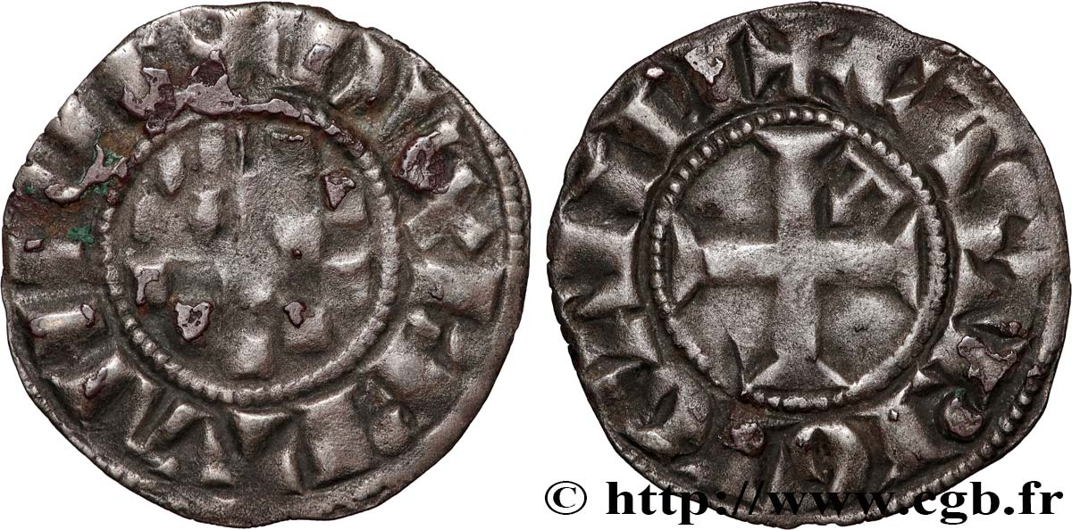 BRITTANY - DUCHY OF BRITTANY - JOHN II, ARTHUR II AND JOHN III - ANONYMOUS COINAGE Denier XF