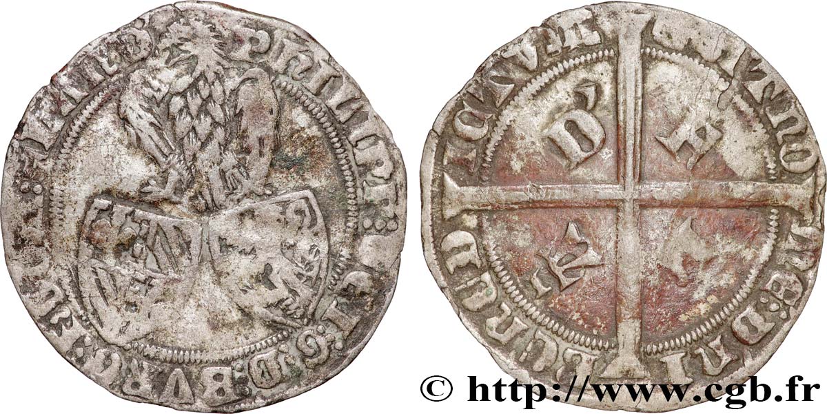 FLANDERS - COUNTY OF FLANDERS - PHILIP THE BOLD Gros à l aigle VF/XF