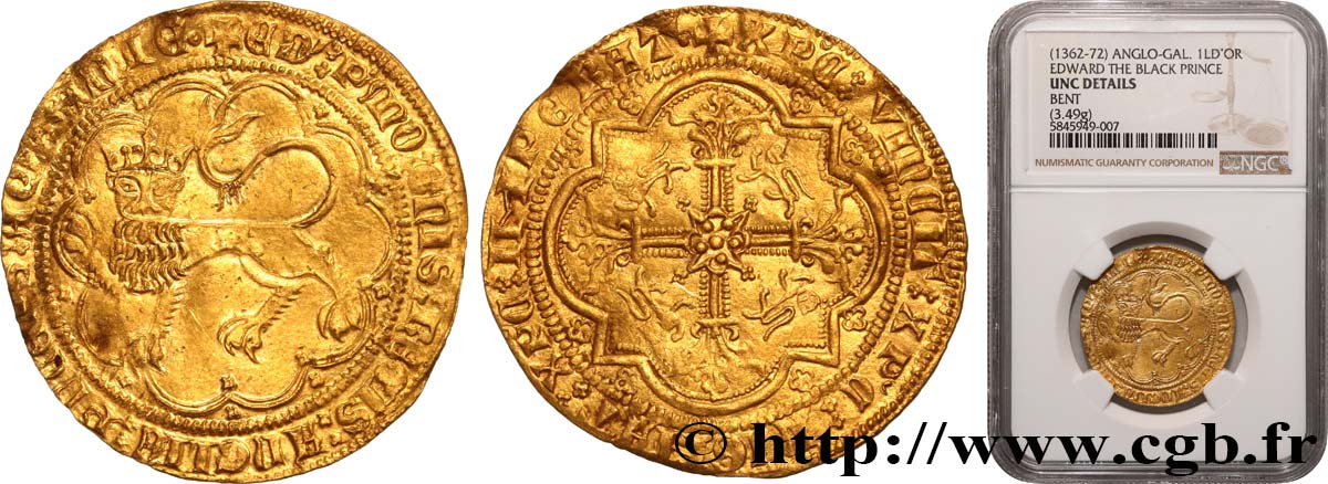 DUCHY OF AQUITANY - EDWARD THE BLACK PRINCE Léopard d or q.SPL