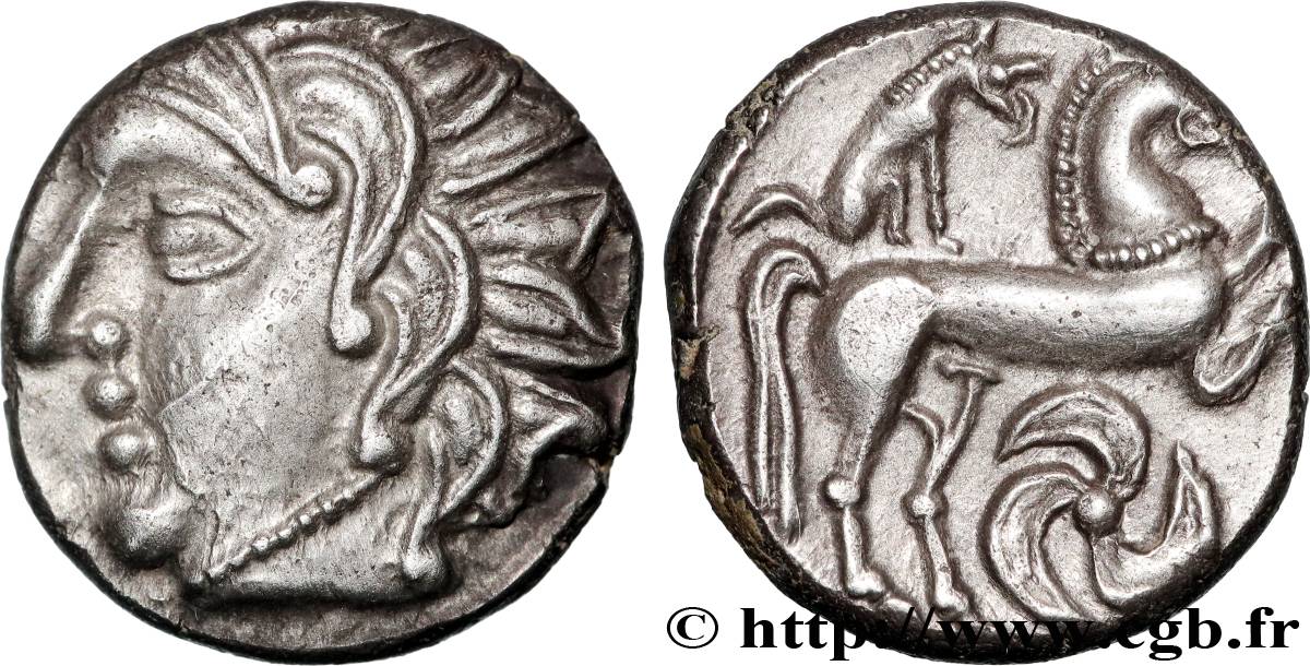 CARNUTES (Région de la Beauce) Drachme au loup et au cheval SUP/SPL