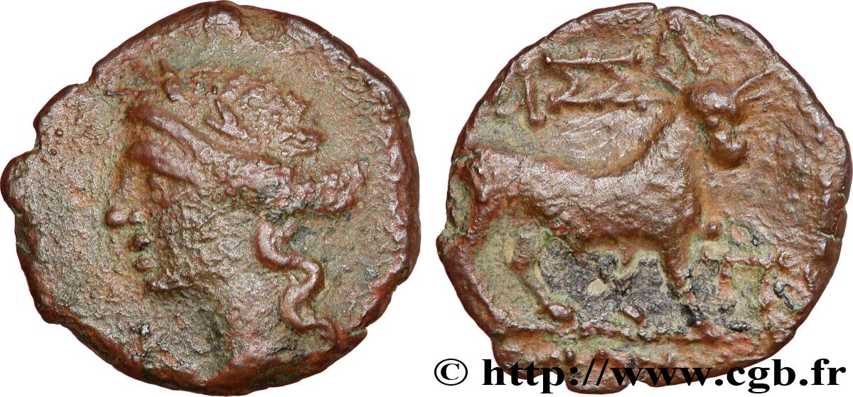 MASSALIA - MARSEILLE Petit bronze au taureau passant XF