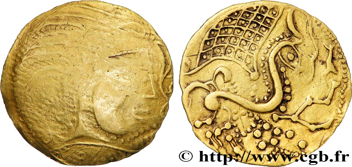 PARISII (Area of Paris) Statère d or, classe V - type “perlé et cheval à droite” VF/XF