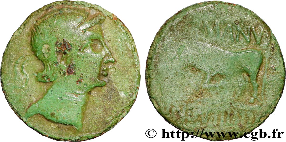 GALLIA BELGICA - REMI (Area of Reims) Bronze GERMANVS INDVTILLI au taureau (Quadrans) XF/VF