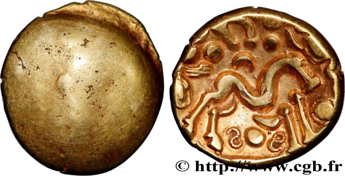 GALLIA BELGICA - AMBIANI (Area of Amiens) Statère d or uniface, revers aux esses et au globule perlé MS