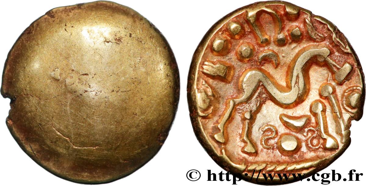 GALLIA BELGICA - AMBIANI (Area of Amiens) Statère d or uniface, revers aux esses et au globule perlé MS