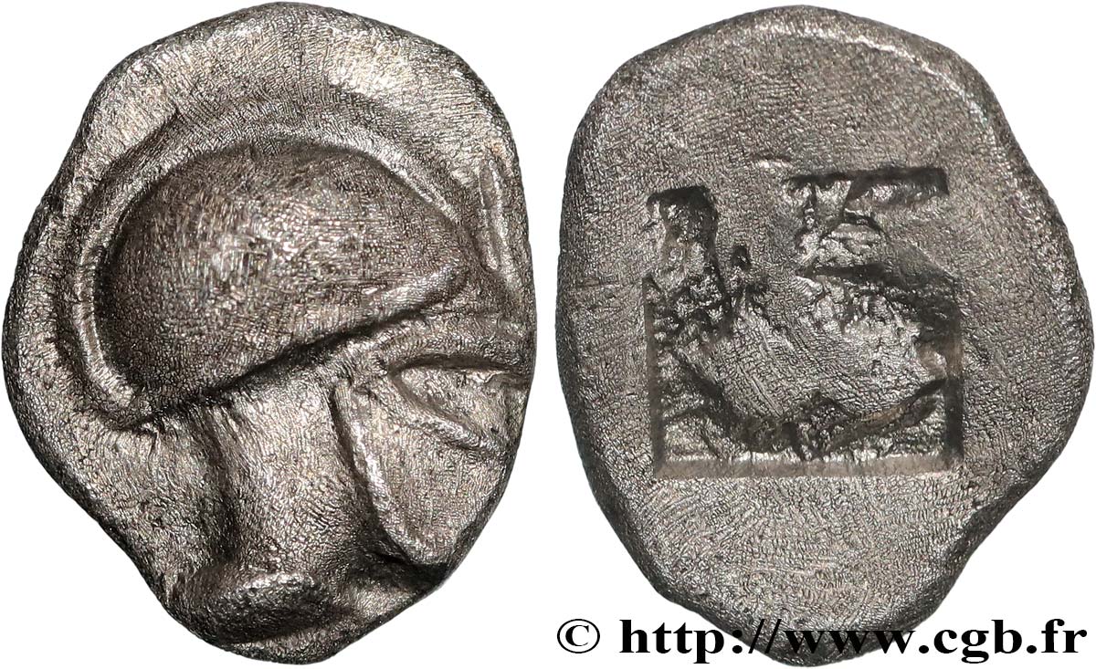 MASSALIA - MARSEILLE Trois-quarts de litra au casque ionien, du type du trésor d’Auriol  SUP
