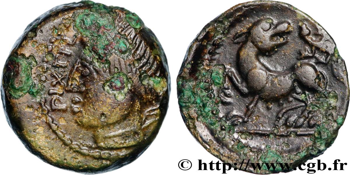 GALLIA - CARNUTES (Región de la Beauce) Bronze PIXTILOS classe II à la louve et au lézard MBC