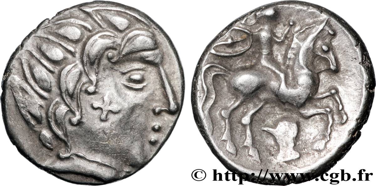 PICTONES / BITURIGES / CARNUTES - Mittelwestgallien, Unbekannt Drachme au cavalier et à la main, joue tatouée - P II A fST/fVZ