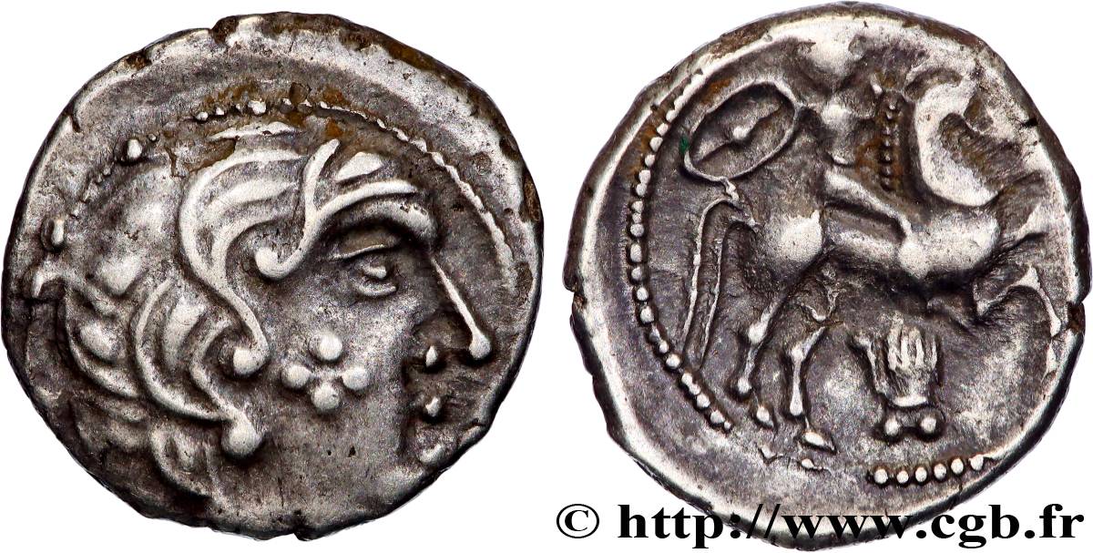 PICTONES / BITURIGES - MID-WESTERN, Unspecified Drachme au cavalier et à la main, joue tatouée - P II A AU