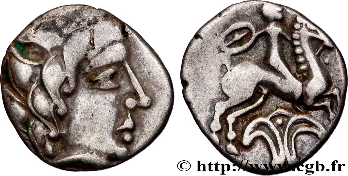 PICTONES / BITURIGES - MID-WESTERN, Unspecified Drachme au cavalier et au fleuron AU