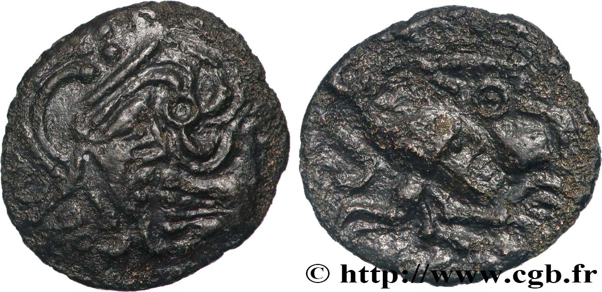 BELLOVAQUES (Région de Beauvais) Bronze au coq, “type d’Hallencourt” TTB+/TTB