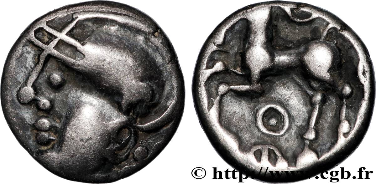 EDUENS, ÆDUI (BIBRACTE, Area of the Mont-Beuvray) Denier à la tête casquée AU
